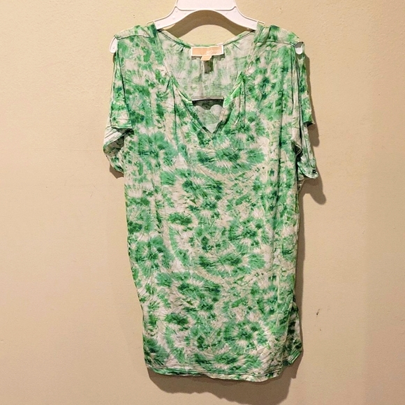 ❤ MICHAEL MICHAEL KORS TIE DYE SPLIT SLEEVE TOP, MEDIUM - Picture 1 of 5